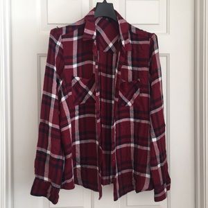 Timing Plaid Button Down Shirt XL Red White Black Collar Pockets